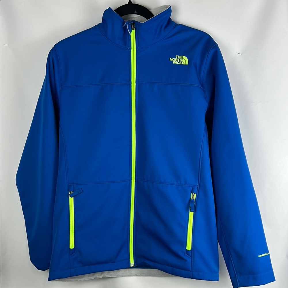 The North Face Kids Insulated  Blue Raincoat with Neon Accents